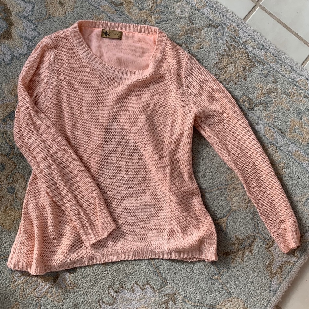 LF Blush Split Back Sweater w/ Chiffon Detail